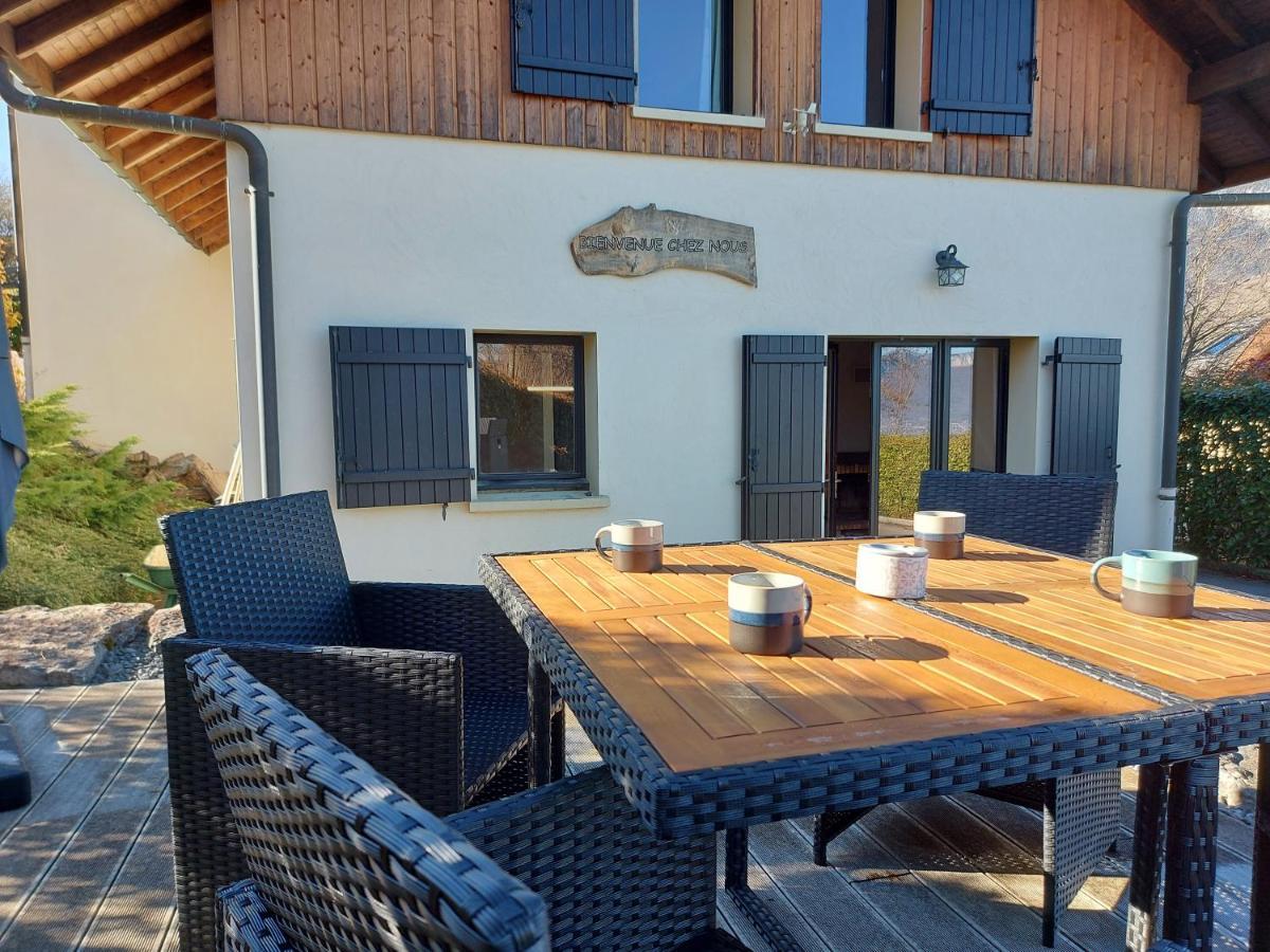 סנט-ז'וריו Entre Lac Et Montagne, Chaleureuse Maison 3 Pieces Avec Tres Belle Vue Lac D'Annecy. Terrasse, Jardin, Parking, Cheminee, Barbecue …. מראה חיצוני תמונה